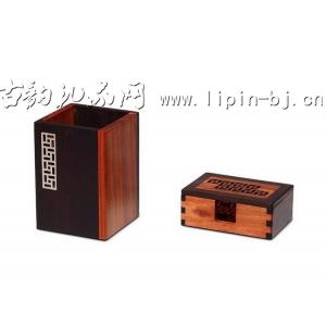 木制工藝品古韻筆筒名片盒商務禮品套裝組合圖片
